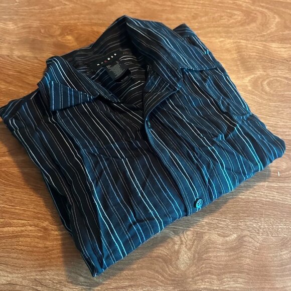 Axcess Black Pin Striped Button Down Shirt NWT Size L - Picture 14 of 14